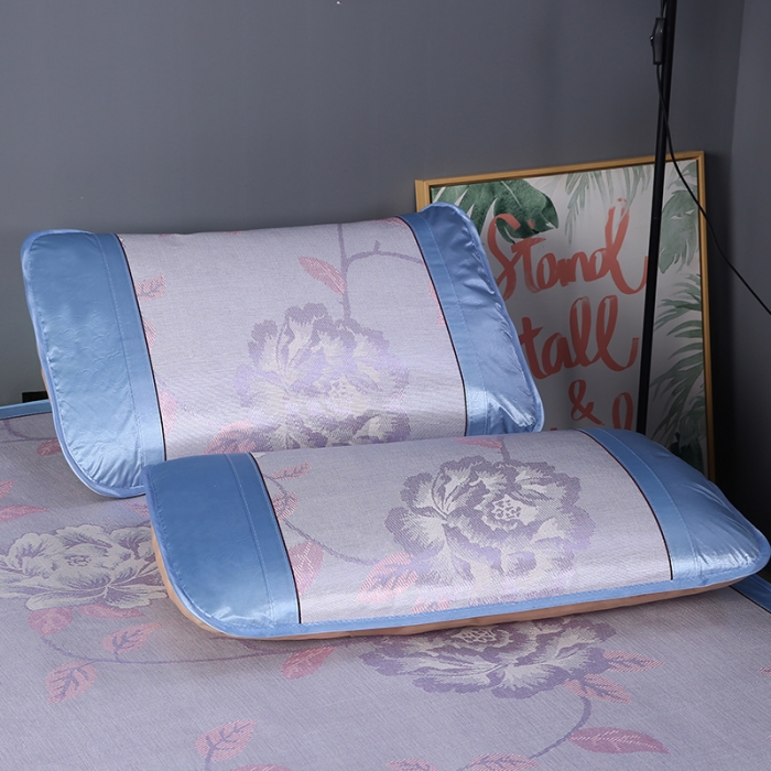 91家纺网 家纺一手货源 找家纺 能好家纺 2021新款提花床裙冰丝席 佳期如梦蓝