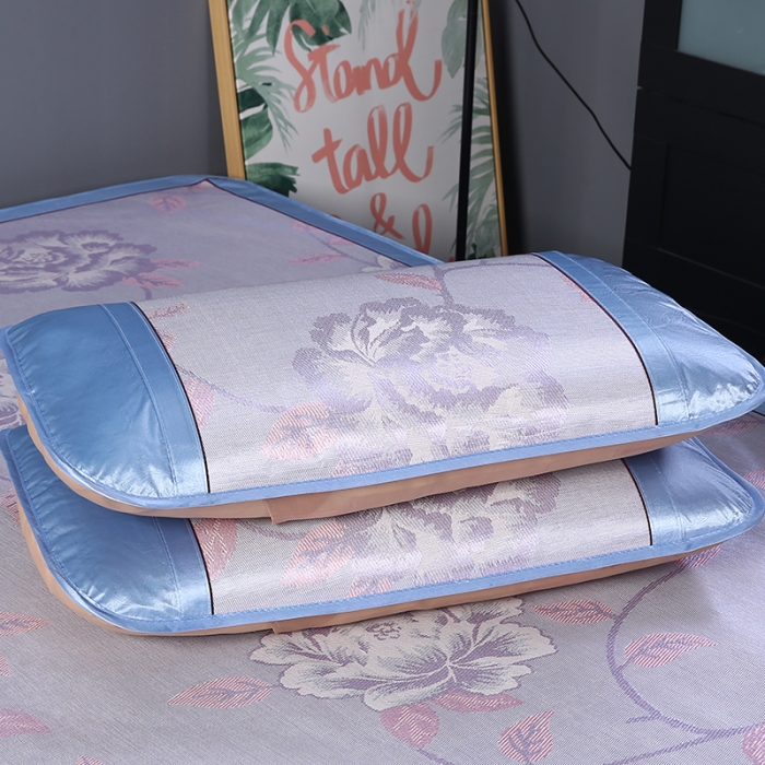 91家纺网 家纺一手货源 找家纺 能好家纺 2021新款提花床裙冰丝席 佳期如梦蓝