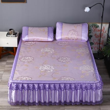 91家纺网 家纺一手货源 找家纺 能好家纺 2021新款提花床裙冰丝席 佳期如梦紫