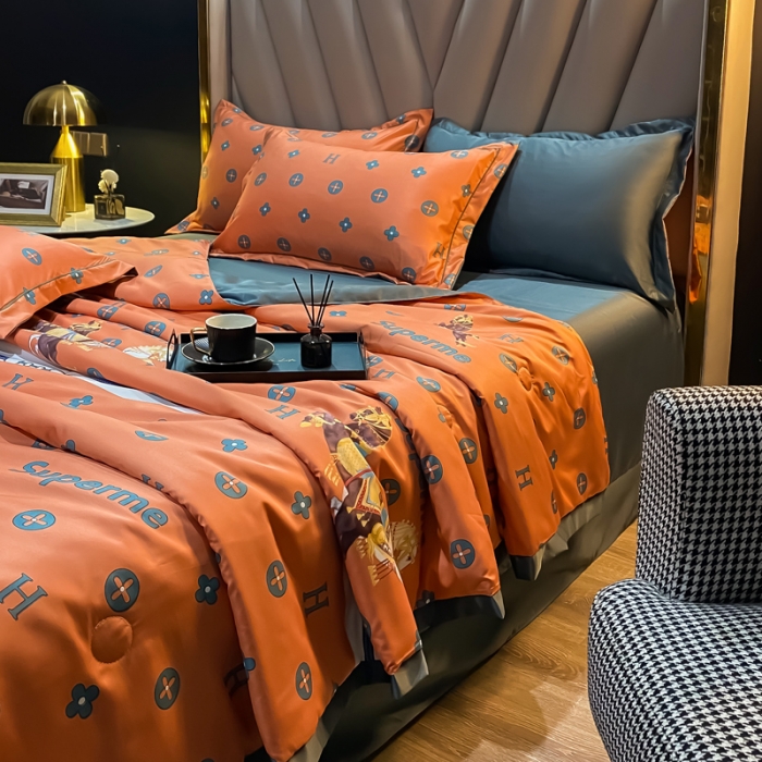 91家纺网 家纺一手货源 找家纺 2021新品水洗天丝夏被四件套三件套空调被水洗真丝冰丝夏凉被