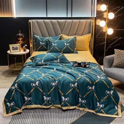 2021新品水洗天丝夏被四件套三件套空调被水洗真丝冰丝夏凉被