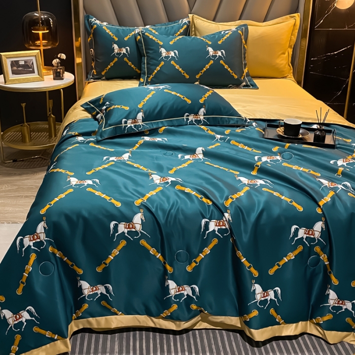 91家纺网 家纺一手货源 找家纺 2021新品水洗天丝夏被四件套三件套空调被水洗真丝冰丝夏凉被