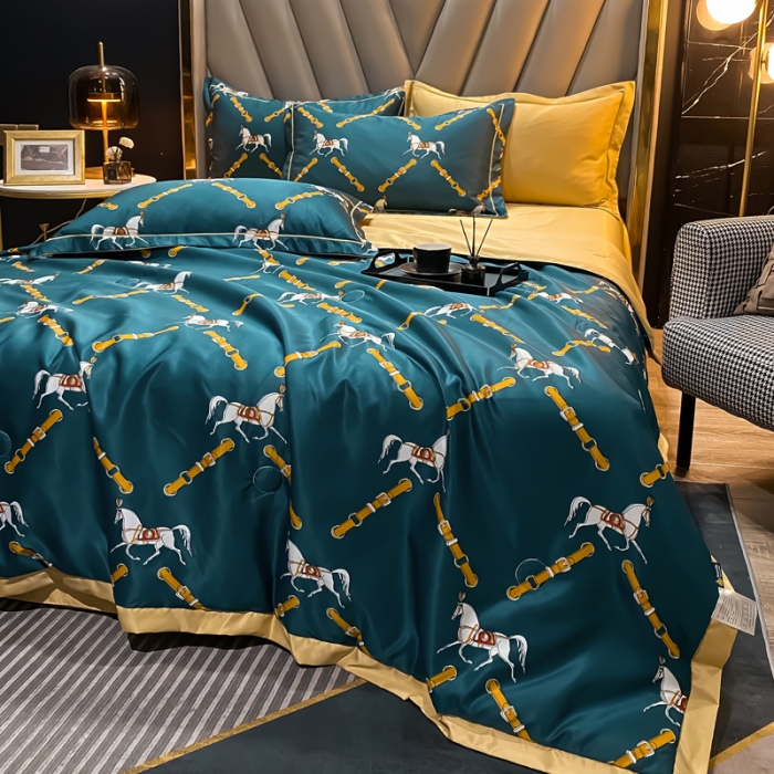 91家纺网 家纺一手货源 找家纺 2021新品水洗天丝夏被四件套三件套空调被水洗真丝冰丝夏凉被