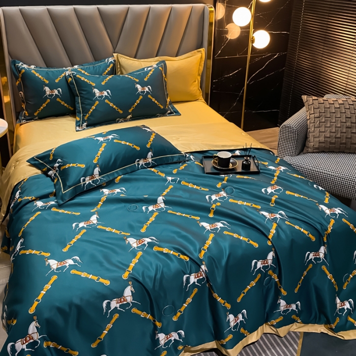 91家纺网 家纺一手货源 找家纺 2021新品水洗天丝夏被四件套三件套空调被水洗真丝冰丝夏凉被