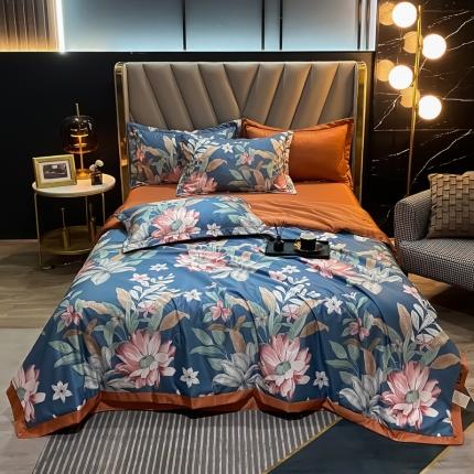 2021新品水洗天丝夏被四件套三件套空调被水洗真丝冰丝夏凉被