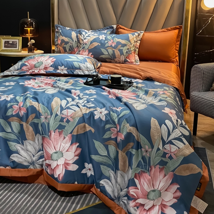 91家纺网 家纺一手货源 找家纺 2021新品水洗天丝夏被四件套三件套空调被水洗真丝冰丝夏凉被