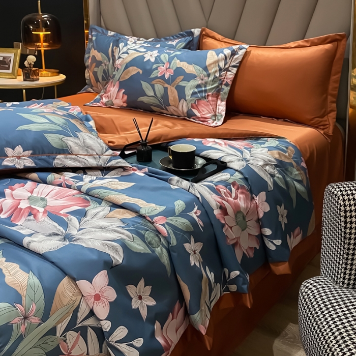 91家纺网 家纺一手货源 找家纺 2021新品水洗天丝夏被四件套三件套空调被水洗真丝冰丝夏凉被