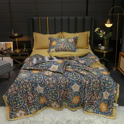 2021新品水洗天丝夏被四件套三件套空调被水洗真丝冰丝夏凉被