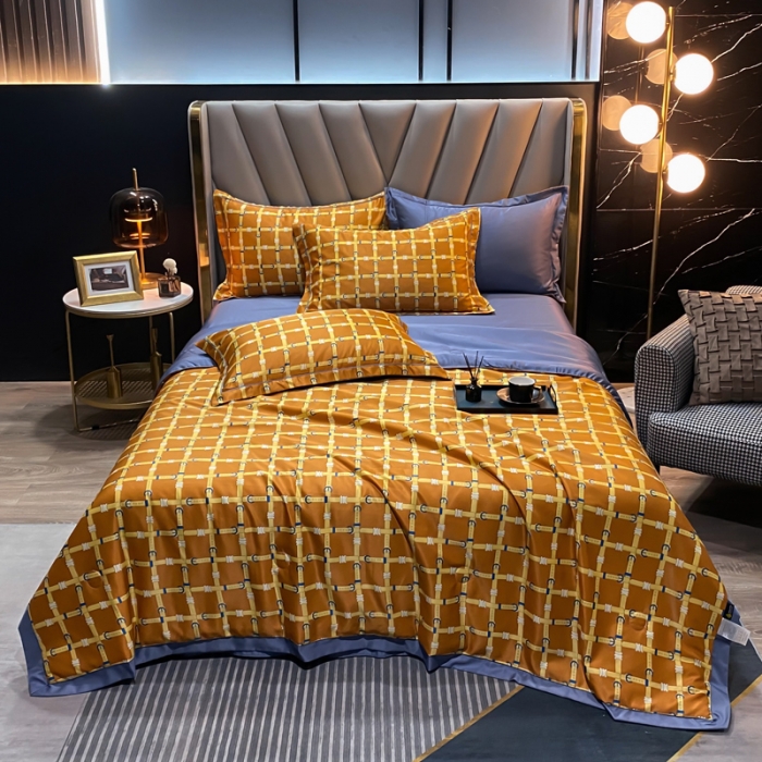 91家纺网 家纺一手货源 找家纺 2021新品水洗天丝夏被四件套三件套空调被水洗真丝冰丝夏凉被