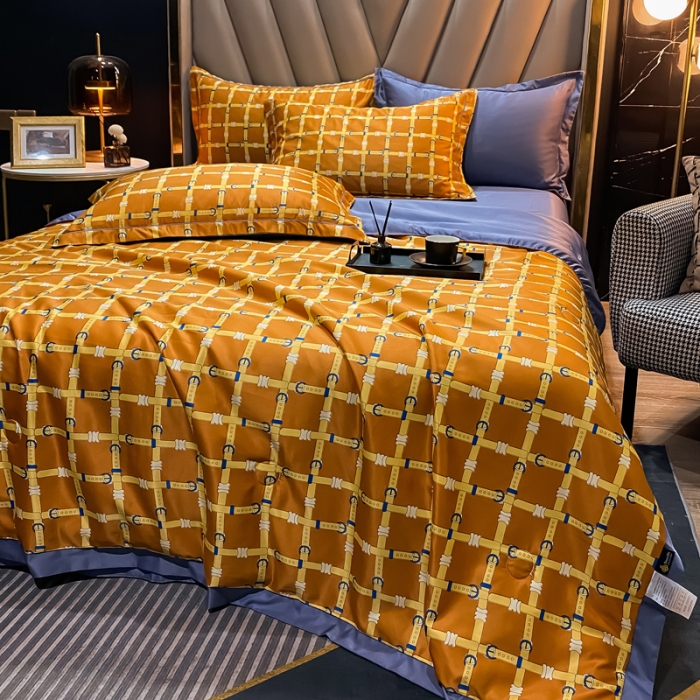 91家纺网 家纺一手货源 找家纺 2021新品水洗天丝夏被四件套三件套空调被水洗真丝冰丝夏凉被