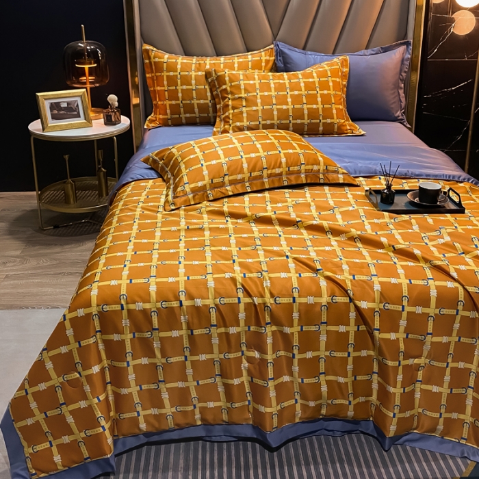 91家纺网 家纺一手货源 找家纺 2021新品水洗天丝夏被四件套三件套空调被水洗真丝冰丝夏凉被