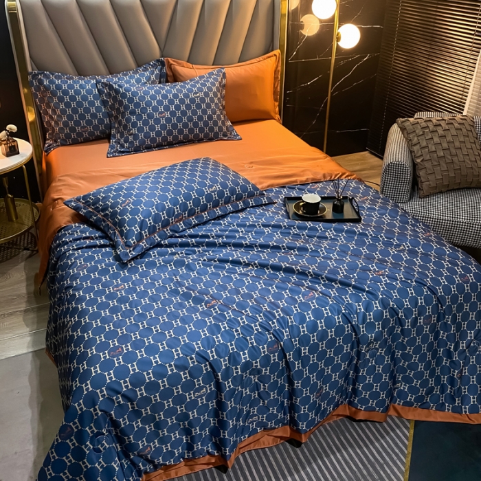 91家纺网 家纺一手货源 找家纺 2021新品水洗天丝夏被四件套三件套空调被水洗真丝冰丝夏凉被