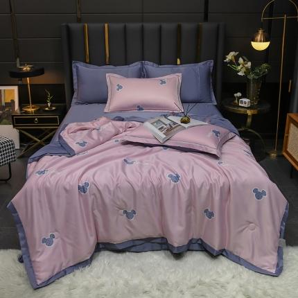 2021新品水洗天丝夏被四件套三件套空调被水洗真丝冰丝夏凉被