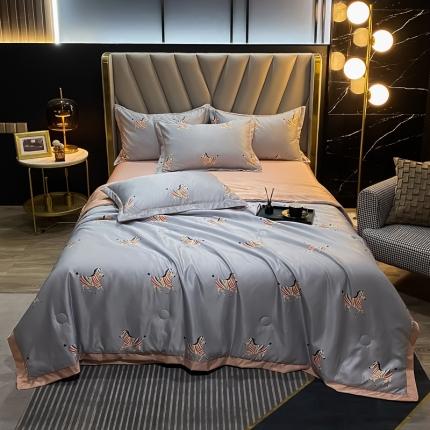 91家纺网 家纺一手货源 找家纺 2021新品水洗天丝夏被四件套三件套空调被水洗真丝冰丝夏凉被