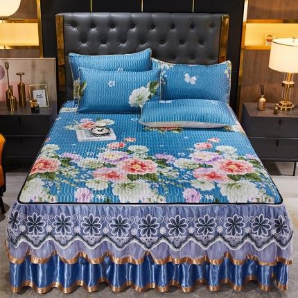 91家纺网 家纺一手货源 找家纺 （总）情恒 2025新款可脱卸印花夹棉冰丝凉席三件套