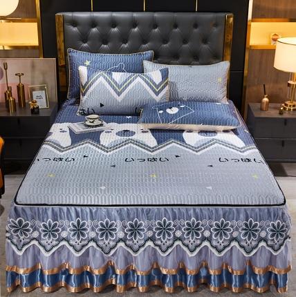 91家纺网 家纺一手货源 找家纺 （总）情恒 2025新款可脱卸印花夹棉冰丝凉席三件套