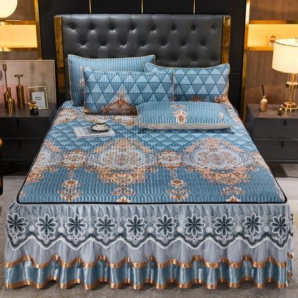 91家纺网 家纺一手货源 找家纺 （总）情恒 2025新款可脱卸印花夹棉冰丝凉席三件套