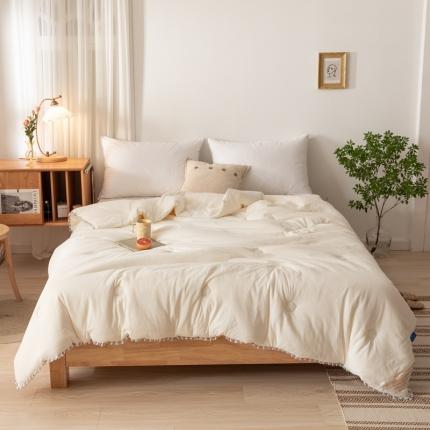 91家纺网 家纺一手货源 找家纺 简煦 新款全棉针织20%大豆抗菌被芯系列 针织棉柳絮边-白色