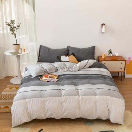 91家纺网 家纺一手货源 找家纺 简煦 2025新款升级款渐变大循环长绒棉全棉四件套针织棉四件套 淡雅之旅