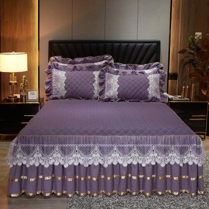 91家纺网 家纺一手货源 找家纺 网红馆 2025新款芭莎风情床裙三件套 浪漫紫