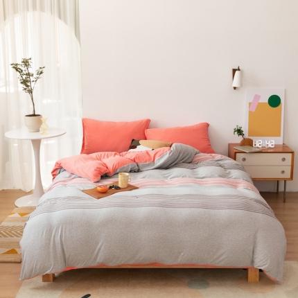 91家纺网 家纺一手货源 找家纺 简煦 2025新款升级款渐变大循环长绒棉全棉四件套针织棉四件套 恒心