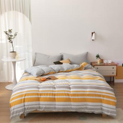 91家纺网 家纺一手货源 找家纺 简煦 2025新款升级款渐变大循环长绒棉全棉四件套针织棉四件套 回忆