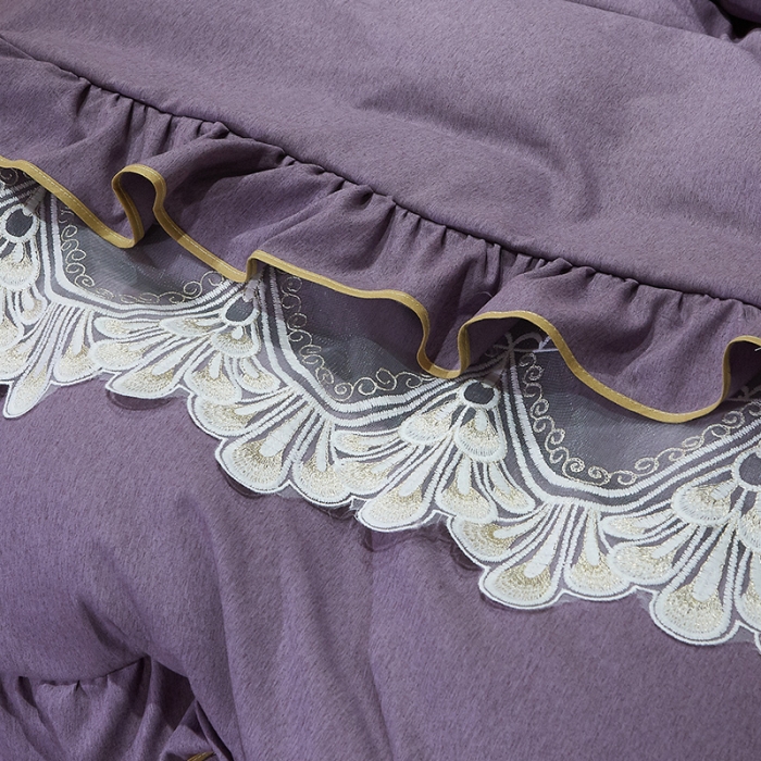 91家纺网 家纺一手货源 找家纺 网红馆 2025新款芭莎风情床裙三件套 浪漫紫