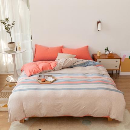 91家纺网 家纺一手货源 找家纺 简煦 2025新款升级款渐变大循环长绒棉全棉四件套针织棉四件套 靓丽情怀