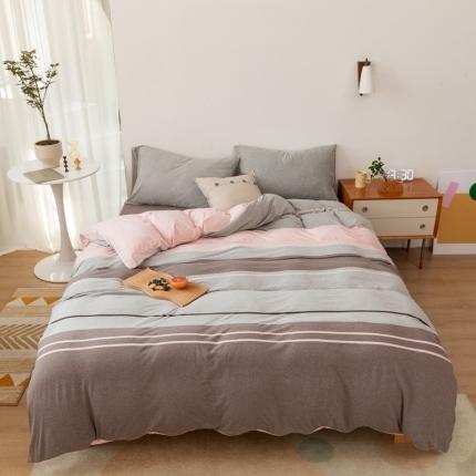 91家纺网 家纺一手货源 找家纺 简煦 2025新款升级款渐变大循环长绒棉全棉四件套针织棉四件套 意境