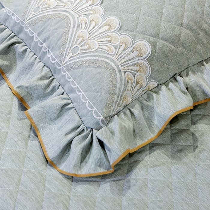 91家纺网 家纺一手货源 找家纺 网红馆 2025新款芭莎风情床裙三件套 石青色