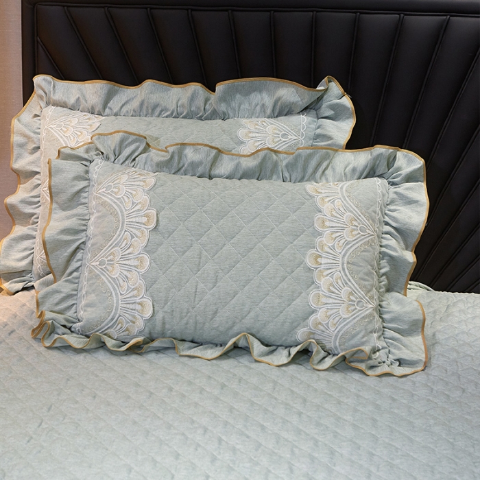 91家纺网 家纺一手货源 找家纺 网红馆 2025新款芭莎风情床裙三件套 石青色