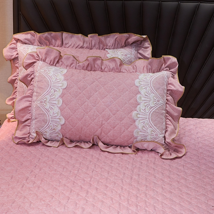 91家纺网 家纺一手货源 找家纺 网红馆 2025新款芭莎风情床裙三件套 香妃粉