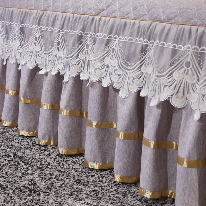 91家纺网 家纺一手货源 找家纺 网红馆 2025新款芭莎风情床裙三件套 香芋色