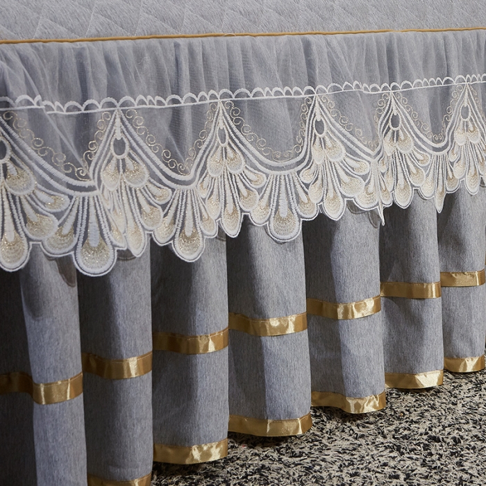 91家纺网 家纺一手货源 找家纺 网红馆 2025新款芭莎风情床裙三件套 烟熏灰