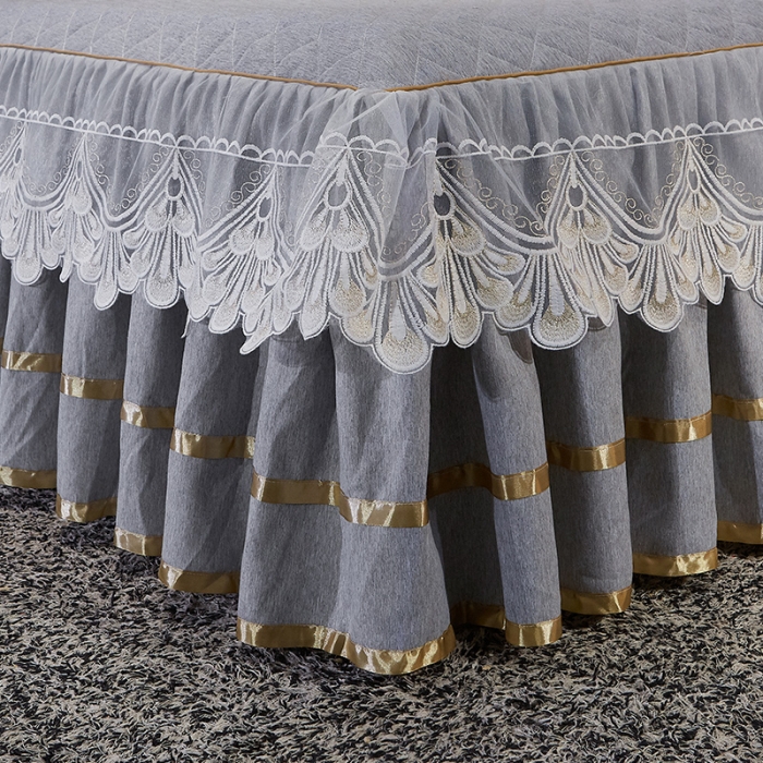 91家纺网 家纺一手货源 找家纺 网红馆 2025新款芭莎风情床裙三件套 烟熏灰