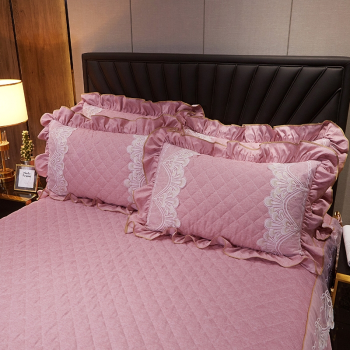 91家纺网 家纺一手货源 找家纺 网红馆 2025新款芭莎风情床裙三件套 香妃粉