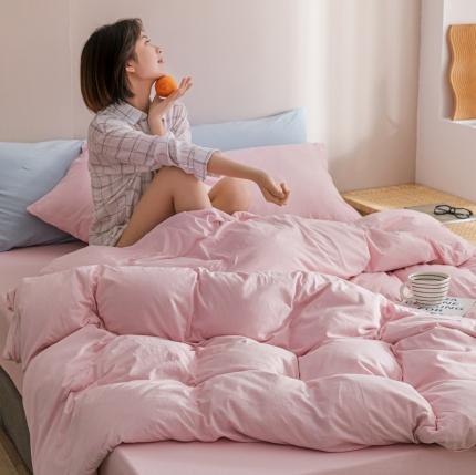 91家纺网 家纺一手货源 找家纺 （总）简煦 2025新款全棉针织棉印染纯色四件套直播爆款