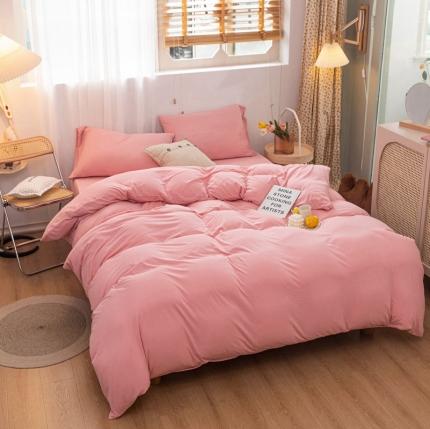 91家纺网 家纺一手货源 找家纺 （总）简煦 2025新款全棉针织棉印染纯色四件套直播爆款