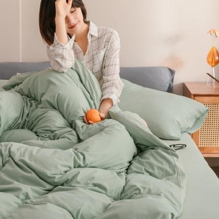 91家纺网 家纺一手货源 找家纺 （总）简煦 2025新款全棉针织棉印染纯色四件套直播爆款