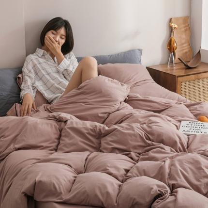 91家纺网 家纺一手货源 找家纺 （总）简煦 2025新款全棉针织棉印染纯色四件套直播爆款