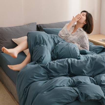 91家纺网 家纺一手货源 找家纺 （总）简煦 2025新款全棉针织棉印染纯色四件套直播爆款