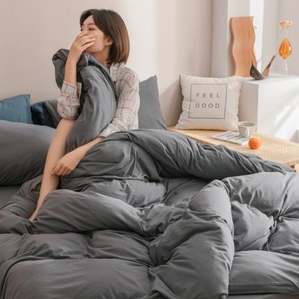 91家纺网 家纺一手货源 找家纺 （总）简煦 2025新款全棉针织棉印染纯色四件套直播爆款