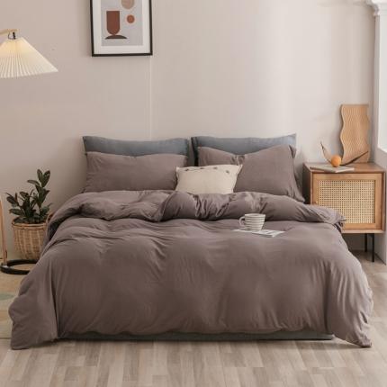 91家纺网 家纺一手货源 找家纺 （总）简煦 2025新款全棉针织棉印染纯色四件套直播爆款