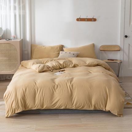 91家纺网 家纺一手货源 找家纺 （总）简煦 2025新款全棉针织棉印染纯色四件套直播爆款