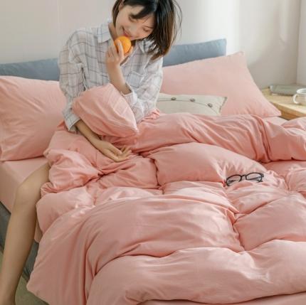 91家纺网 家纺一手货源 找家纺 （总）简煦 2025新款全棉针织棉印染纯色四件套直播爆款