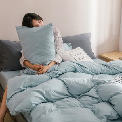 91家纺网 家纺一手货源 找家纺 （总）简煦 2025新款全棉针织棉印染纯色四件套直播爆款