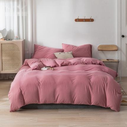 91家纺网 家纺一手货源 找家纺 （总）简煦 2025新款全棉针织棉印染纯色四件套直播爆款