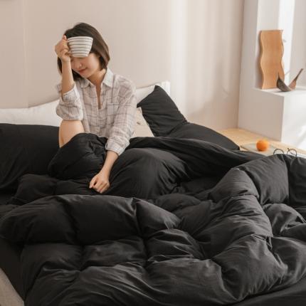 91家纺网 家纺一手货源 找家纺 （总）简煦 2025新款全棉针织棉印染纯色四件套直播爆款