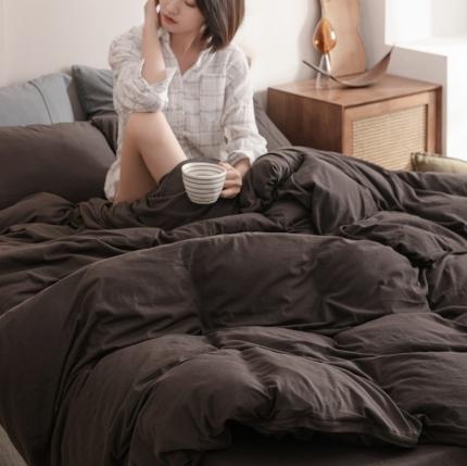 91家纺网 家纺一手货源 找家纺 （总）简煦 2025新款全棉针织棉印染纯色四件套直播爆款