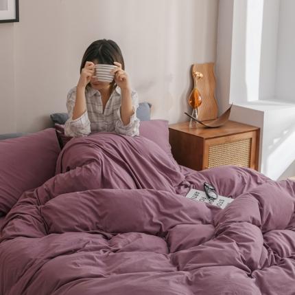 91家纺网 家纺一手货源 找家纺 （总）简煦 2025新款全棉针织棉印染纯色四件套直播爆款